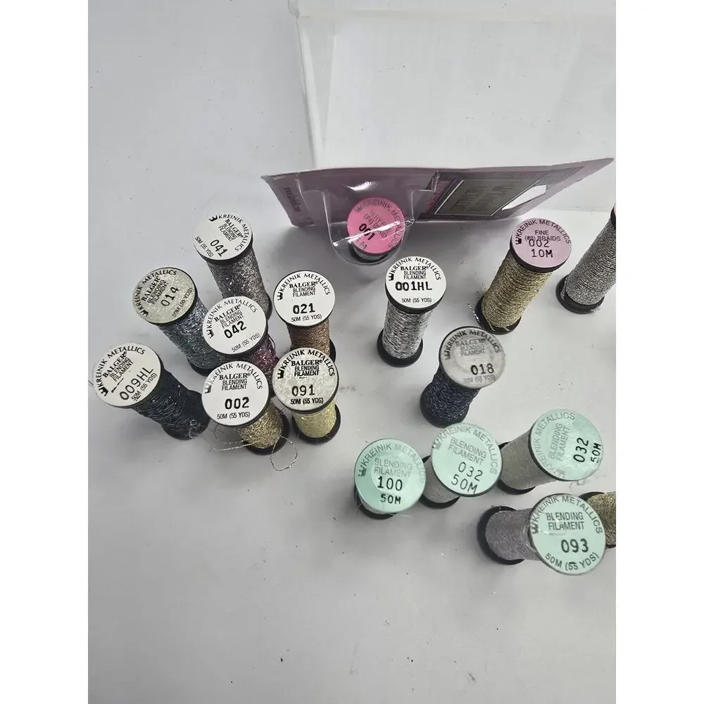 Kreinik Balger Metallics Blending Filament Embroidery Thread lot Assrtd Colors